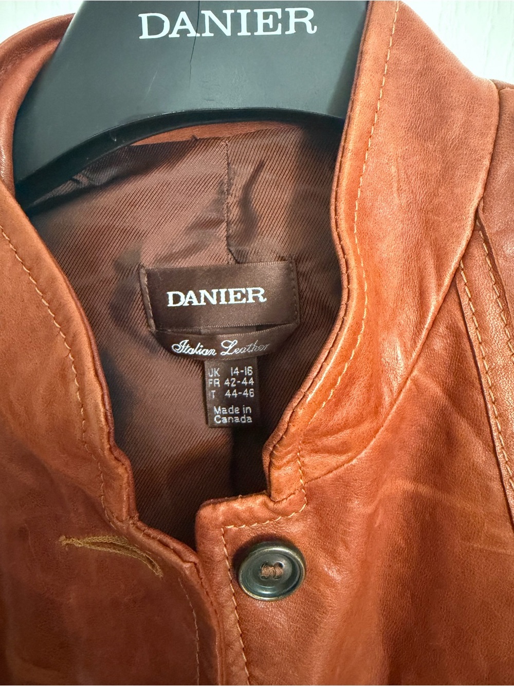 Danier Rust Leather Button-Up Military-Style Jacket - Picture 6 of 7
